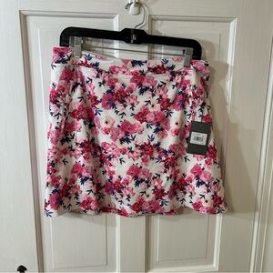 G/Fore Women's Photo Floral Silky Tech Nylon A-LINE Skort: Snow.